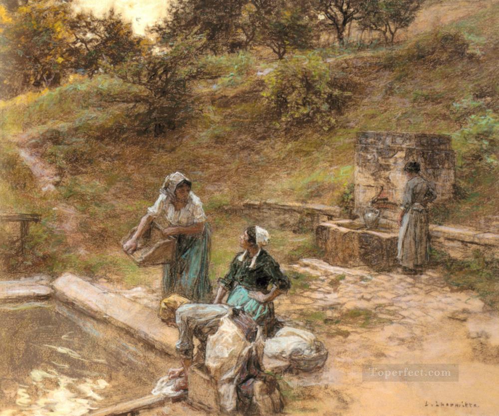 Au Lavoir rural scenes peasant Leon Augustin Lhermitte Oil Paintings